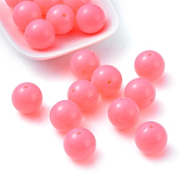 Honeyhandy Fluorescence Chunky Acrylic Beads, Round, Hot Pink, 20mm, Hole: 2~3mm, about 105pcs/500g