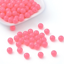 Honeyhandy Fluorescent Acrylic Beads, Round, Hot Pink, 8mm, Hole: 1.5mm, about 1700pcs/500g