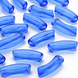 Honeyhandy Transparent Acrylic Beads, Curved Tube, Royal Blue, 32x9.5x8mm, Hole: 1.8mm, about 330pcs/500g