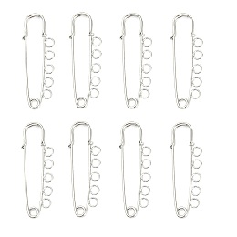 Honeyhandy Iron Safety Brooch Findings, Kilt Pins, Platinum, 50x16.5x4.5mm, Hole: 3.5mm