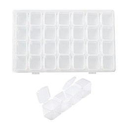 Honeyhandy 28 Grids Plastic Storage Containers, Adjustable Bead Case, for DIY Craft Nail Art Kits Jewelry Beads Display, Clear, 6-7/8x4-3/8 inch(17.5x11cm)