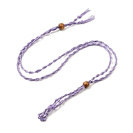 Honeyhandy Braided Wax Rope Cord Macrame Pouch Necklace Making, Adjustable Wood Beads Interchangeable Stone Necklace, Lilac, 35.43 inch(90cm), 4mm