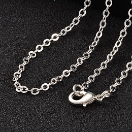 Honeyhandy Brass Cable Chains Necklaces, with Lobster Clasps, Silver Color Plated, 21.9 inch