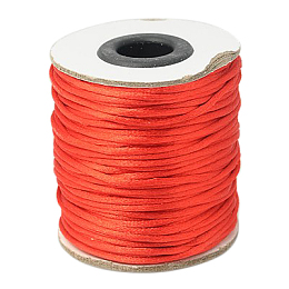 Honeyhandy Nylon Cord, Satin Rattail Cord, for Beading Jewelry Making, Chinese Knotting, Red, 2mm, about 50yards/roll(150 feet/roll)