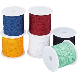 Pandahall Elite 900 Yards Braided Nylon Beading Cord, 6 Colors 0.5mm Chinese Knotting Cord Kumihimo Beading String for Necklace Bracelet Beading Kumihimo Chinese Knot