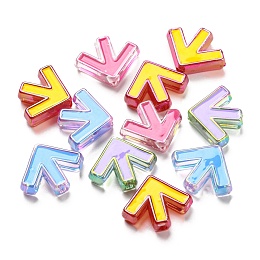 UV Plating Transparent Acrylic Beads, with Enamel Arrow, Mixed Color, 19.5x24.5x7mm, Hole: 2.8mm