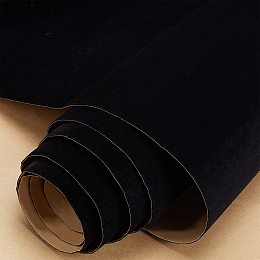 BENECREAT 17.5"x158" Self Adhesive Velvet Fabric Roll Velvet Contact Paper for Jewelry Drawer Box Decoration, DIY Costume and Craft Making (0.5mm Thick, Black)