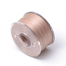 Honeyhandy Special Coated Polyester Beading Threads for Seed Beads, Dark Salmon, 0.1mm, about 50yards/roll