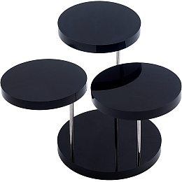 FINGERINSPIRE Acrylic Round Barbell Pedestal Display 3 Tier Black Acrylic Rotatable Jewelry Display Stands Earring Ring Bracelet Jewelry Display Showcase Stand Holder for Home Organization
