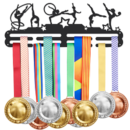 SUPERDANT Sports Theme Iron Medal Hanger Holder Display Wall Rack, with Screws, Gymnastics Pattern, 150x400mm