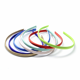 Honeyhandy Plain Plastic Hair Band Findings, No Teeth, Covered with Cloth, Mixed Color, 120mm, 9.5mm