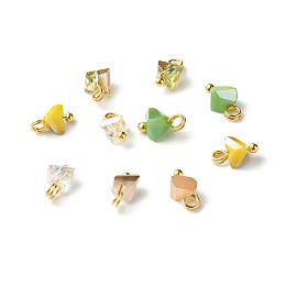 Honeyhandy Electroplate Glass Charms, with Brass Ball Head Pins, Triangle, Gold, 8x6x4.5mm, Hole: 1.8mm