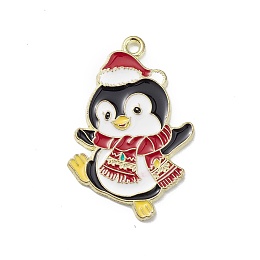 Honeyhandy Alloy Christmas Style Pendants, Penguin, White, 32.5x22x1.3mm, Hole: 1.8mm