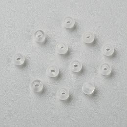 Honeyhandy Round Transparent Acrylic Beads, White, Frosted, about 4mm in diameter, hole: 1mm, about 14000 pcs/500g