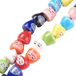 CHGCRAFT 1strand Handmade Printed Porcelain Beads Cat Shaped Charm Mixed Color Spacer Beads Loose Bead Small Hole Beads for DIY Jewelry Making About 40pcs/Strand