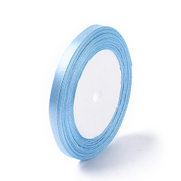 Honeyhandy Single Face Satin Ribbon, Polyester Ribbon, Light Sky Blue, 1/4 inch(6mm), about 25yards/roll(22.86m/roll), 10rolls/group, 250yards/group(228.6m/group)