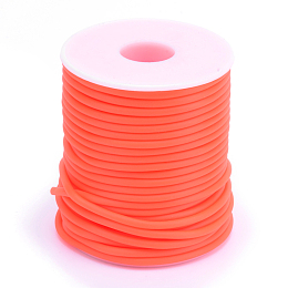 Honeyhandy Hollow Pipe PVC Tubular Synthetic Rubber Cord, Wrapped Around White Plastic Spool, Orange Red, 2mm, Hole: 1mm, about 54.68 yards(50m)/roll