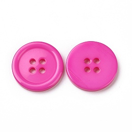 Honeyhandy Resin Buttons, Dyed, Flat Round, Hot Pink, 20x3mm, Hole: 2mm, 195pcs/bag