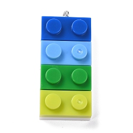 Honeyhandy Resin Pendants, with Platinum Iron Loop, Toy Bricks, Colorful, 36x15.5x8mm, Hole: 2.6mm