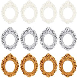 OLYCRAFT 18PCS Mini Resin Bezels European Resin Gold Flower Oval Rectangle Frame Tabletop Jewelry Display Frame for Photography Home Decor