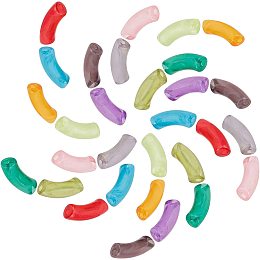 SUNNYCLUE 40Pcs 10 Colors Colorful Acrylic Beads Imitation Gemstone Tube Curved Bead Large Hole Chunky Translucent Charms for DIY Jewelry Making Friendship Bangles Bamboo Bracelets Supplies Findings