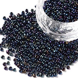 Honeyhandy 12/0 Glass Seed Beads, Iris Round, Prussian Blue, 2mm, Hole: 1mm, about 30000pcs/pound