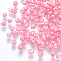 Honeyhandy 12/0 Baking Paint Glass Round Seed Beads, Pink, 1.5~2x1.5mm, Hole: 0.5~1mm, about 30000pcs/pound