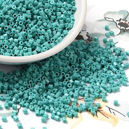 Opaque Glass Seed Beads, Hexagon(Two Cut), Dark Turquoise, 2x1.5mm, Hole: 0.9mm