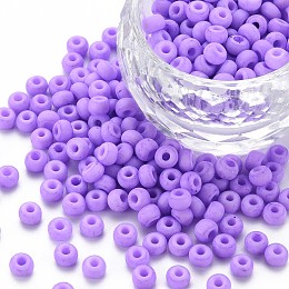 Honeyhandy 6/0 Glass Seed Beads, Macaron Color, Round Hole, Round, Dark Orchid, 4~4.5x3mm, Hole: 1~1.2mm, about 4500pcs/bag, about 450g/bag.