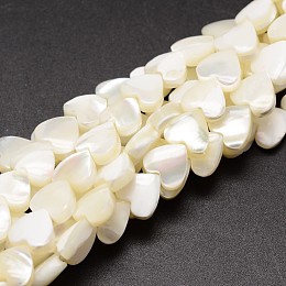 ARRICRAFT Natural Trochid Shell/Trochus Shell Beads Strands, Heart, Creamy White, 8x8x3~4mm, Hole: 1mm, about 50~53pcs/strand, 15.5 inches