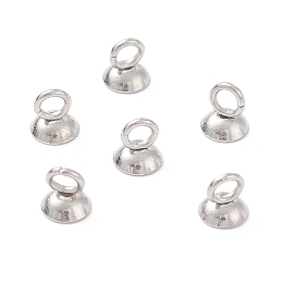 Honeyhandy 201 Stainless Steel Bead Cap Pendant Bails, for Globe Glass Bubble Cover Pendants, Stainless Steel Color, 5.5x5mm, Hole: 2~2.5mm