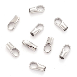 Honeyhandy 304 Stainless Steel Cord Ends, End Caps, Stainless Steel Color, 18x9x7mm, Hole: 6x8mm, 5mm inner diameter