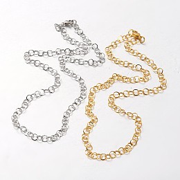 Honeyhandy Boy's 304 Stainless Steel Rolo Chain Necklace, with Lobster Claw Clasps, Mixed Color, 17.71 inch(45cm)