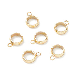 Honeyhandy 201 Stainless Steel Tube Bails, Loop Bails, Ring Bail Beads, Real 18K Gold Plated, 11x8x2.5mm, Hole: 1.8mm