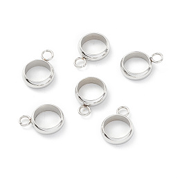 Honeyhandy 201 Stainless Steel Tube Bails, Loop Bails, Ring Bail Beads, Stainless Steel Color, 11x8x2.5mm, Hole: 1.8mm