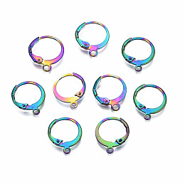 ARRICRAFT 304 Stainless Steel Leverback Earring Findings, Ear Wire with Loop, Multi-color, 15x12~13x2mm, Hole: 1.4mm, Pin: 0.8mm