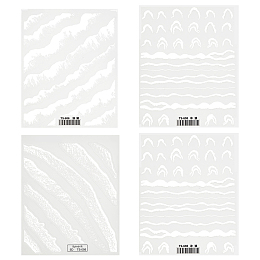 OLYCRAFT 74pcs(4 Sheets) 4 Style Ocean Waves Resin Stickers White Beach Wave Nail Art Decals Ocean Waves Resin Decorative Films for Resin Crafting Scrapbooking Nail Art Decoration