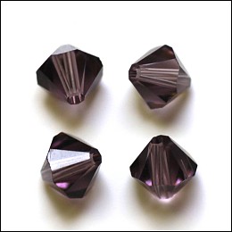 Honeyhandy Imitation Austrian Crystal Beads, Grade AAA, Faceted, Bicone, Purple, 4x4mm, Hole: 0.7~0.9mm