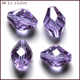 Honeyhandy Imitation Austrian Crystal Beads, Grade AAA, Faceted, Bicone, Lilac, 8x11mm, Hole: 0.9~1mm