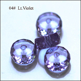 Honeyhandy Imitation Austrian Crystal Beads, Grade AAA, Faceted, Flat Round, Lilac, 8x3.5mm, Hole: 0.9~1mm