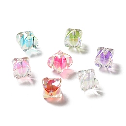 Honeyhandy Two Tone UV Plating Rainbow Iridescent Acrylic Beads, Rectangle, Mixed Color, 15~15.5x14x14mm, Hole: 2.7mm