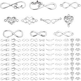 PandaHall 100pcs 10 Styles Stainless Steel Links Infinity Heart Wing Connector Charms Pendants Antique Silver Jewelry Connectors for DIY Bracelets Necklace Jewelry Craft Making