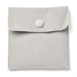 Honeyhandy Square Velvet Jewelry Bags, with Snap Fastener, Gainsboro, 10x10x1cm