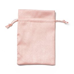 Velvet Cloth Drawstring Bags, Jewelry Bags, Christmas Party Wedding Candy Gift Bags, Rectangle, Light Coral, 15x10cm