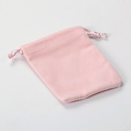 Honeyhandy Rectangle Velours Jewelry Bags, Pink, 8.8x7cm