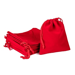 Honeyhandy Rectangle Velvet Pouches, Gift Bags, Red, 12x10cm