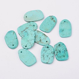 Honeyhandy Natural Howlite Pendants, Dyed, Nuggets, Turquoise, 20~21x12~14x1~3mm, Hole: 1mm