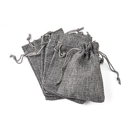 Honeyhandy Polyester Imitation Burlap Packing Pouches Drawstring Bags, Gray, 12x9cm