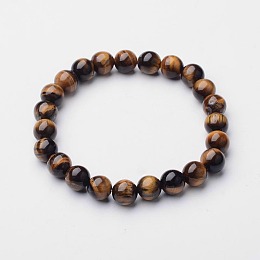 Honeyhandy Natural Tiger Eye Beaded Stretch Bracelets, 2 inch(5.2cm)