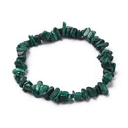 Honeyhandy Natural Malachite Chip Beads Stretch Bracelets, Inner Diameter: 2 inch(5.2cm), Beads: 4.5~10mm